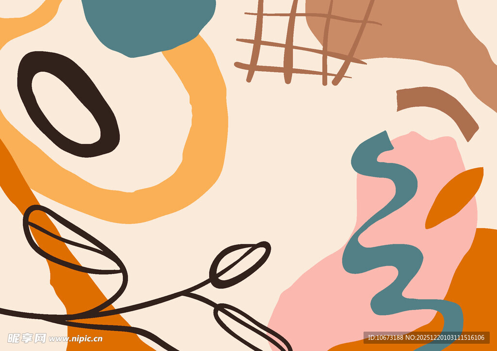 抽象几何线条艺术插画