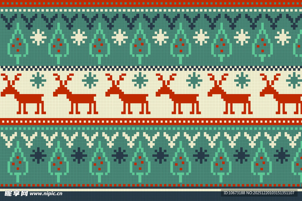 圣诞驯鹿雪花针织图案