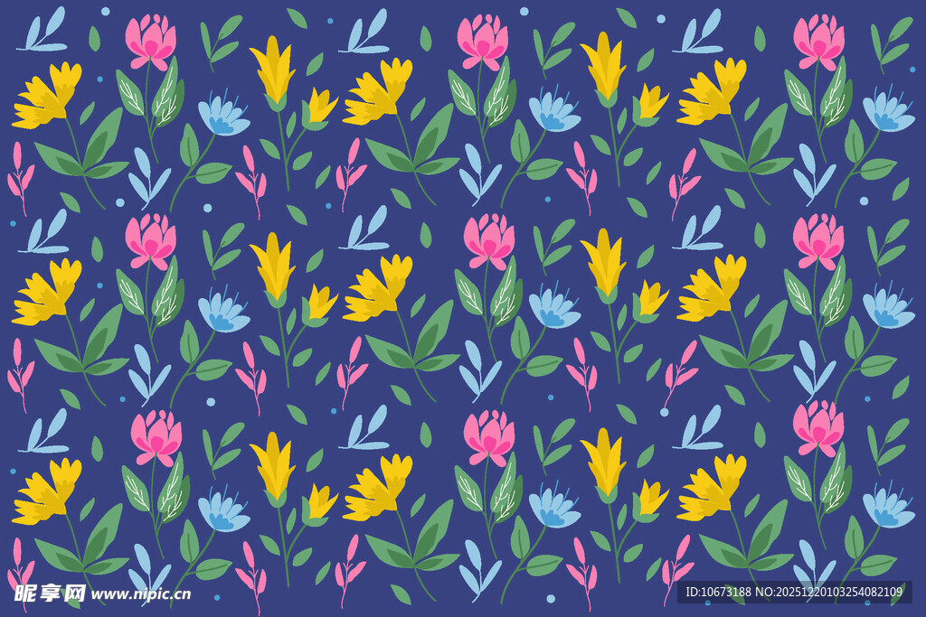 多彩花卉鸟类图案背景