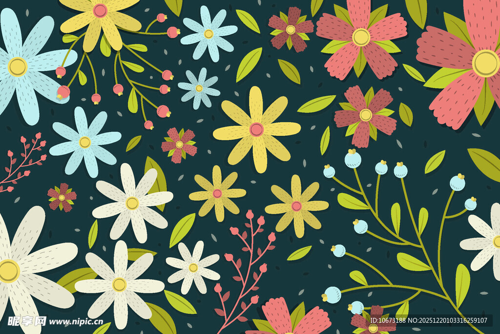 多彩花卉图案背景