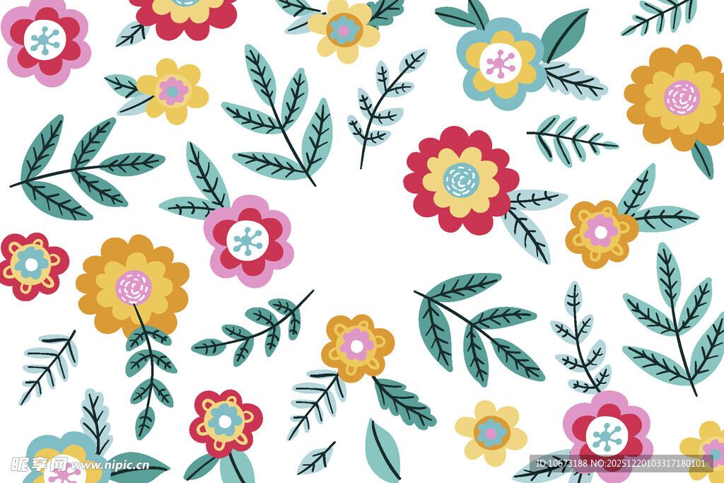 多彩花卉图案背景设计