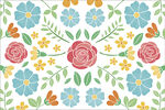 多彩花卉蝴蝶图案背景