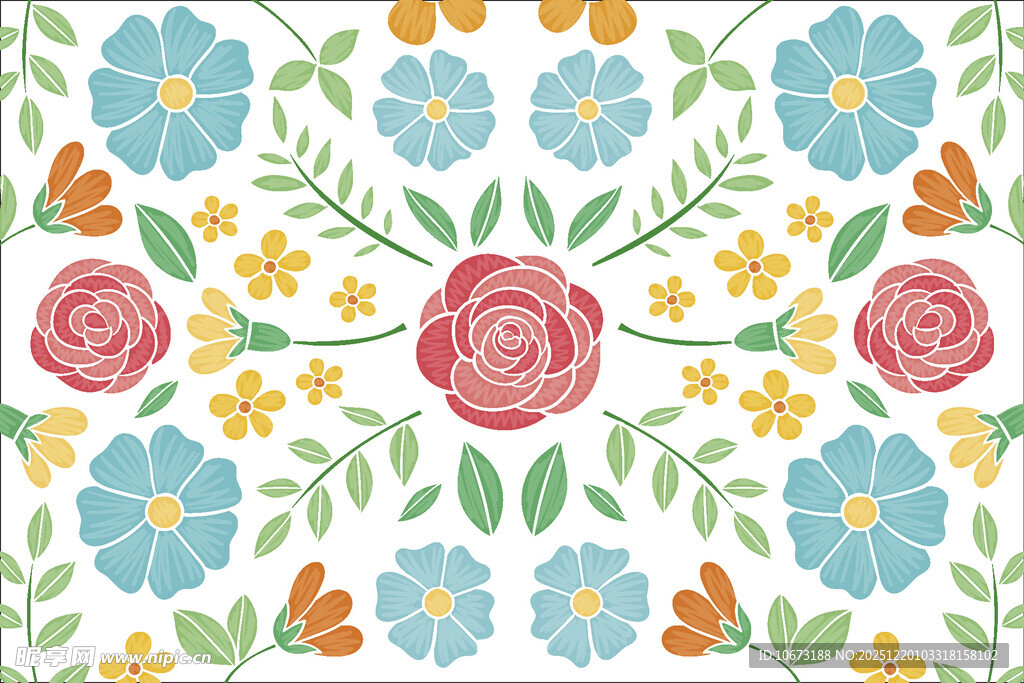 多彩花卉蝴蝶图案背景