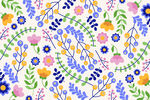 多彩花卉无缝图案背景
