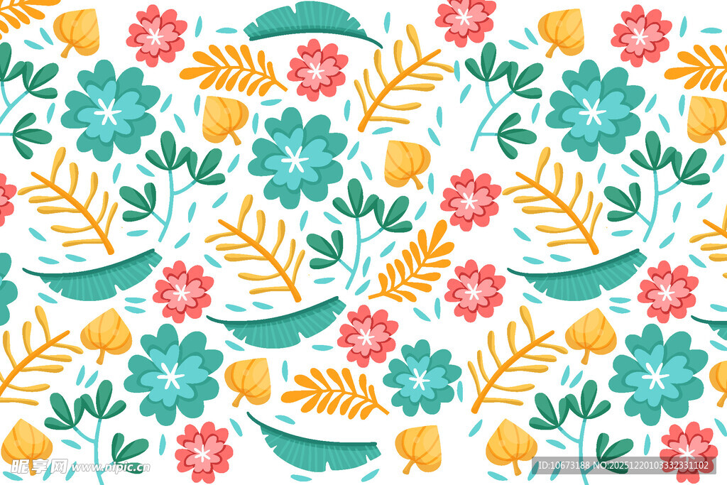 多彩花卉植物图案背景