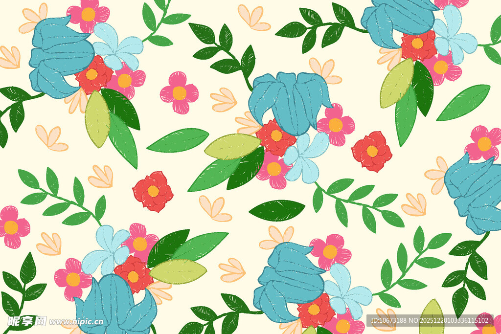 花卉绿叶图案背景