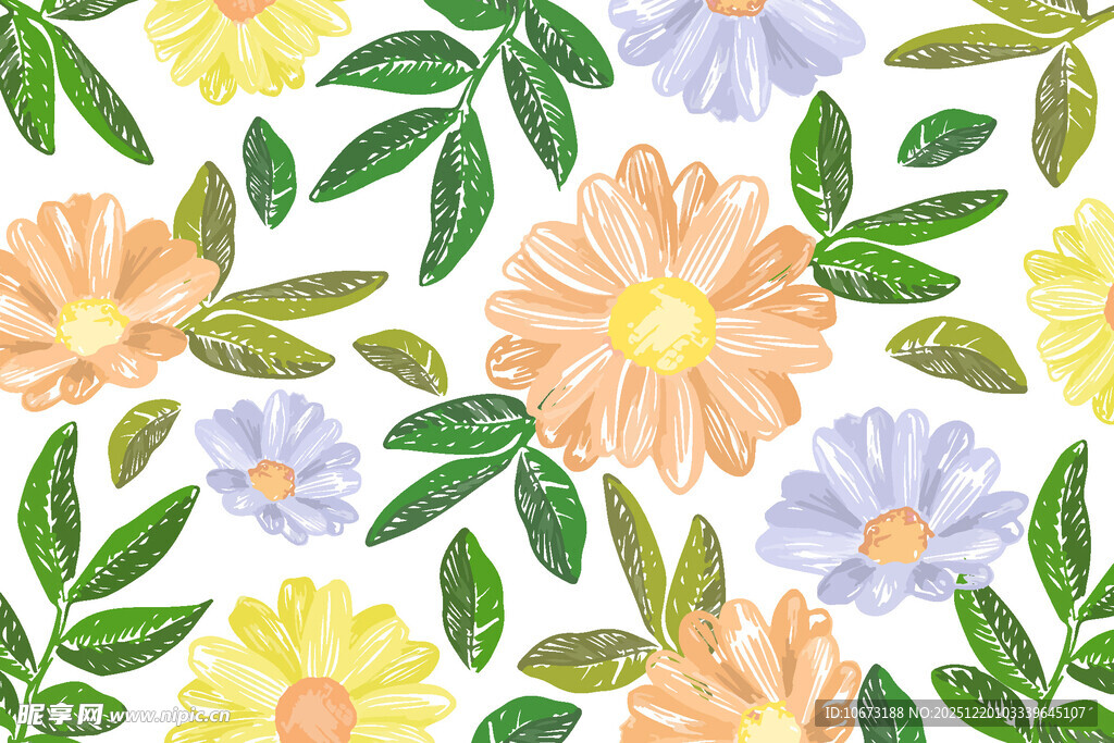 手绘花卉图案背景