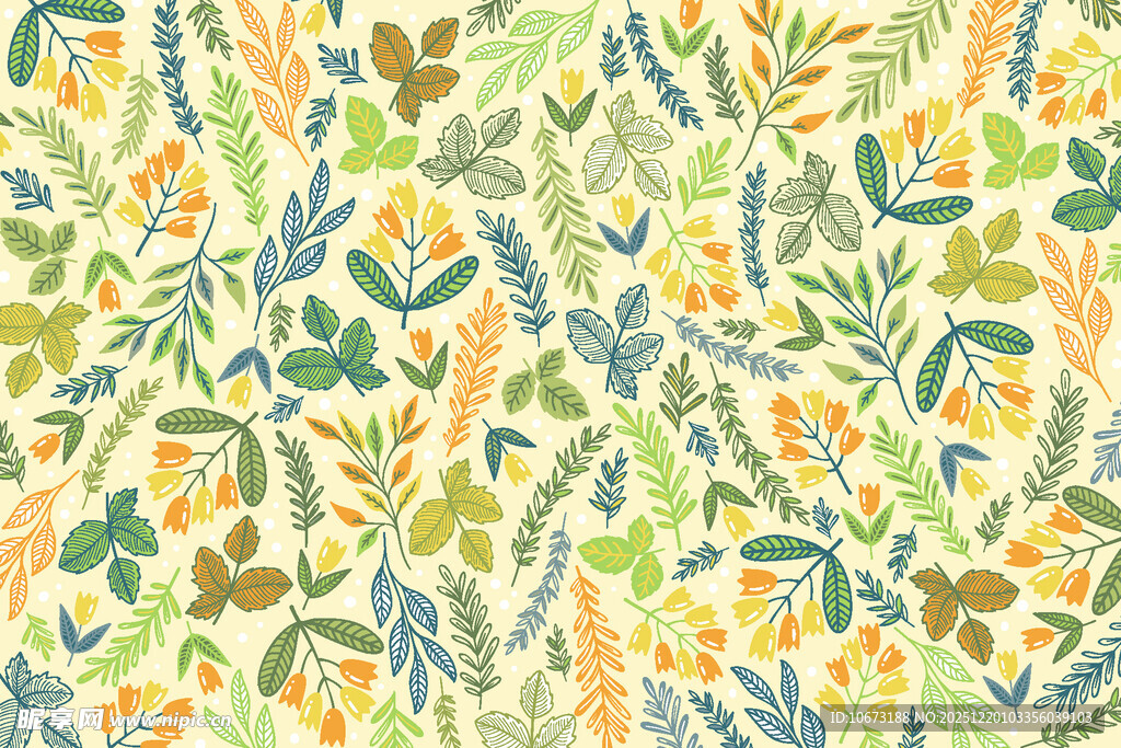 清新植物花卉无缝图案