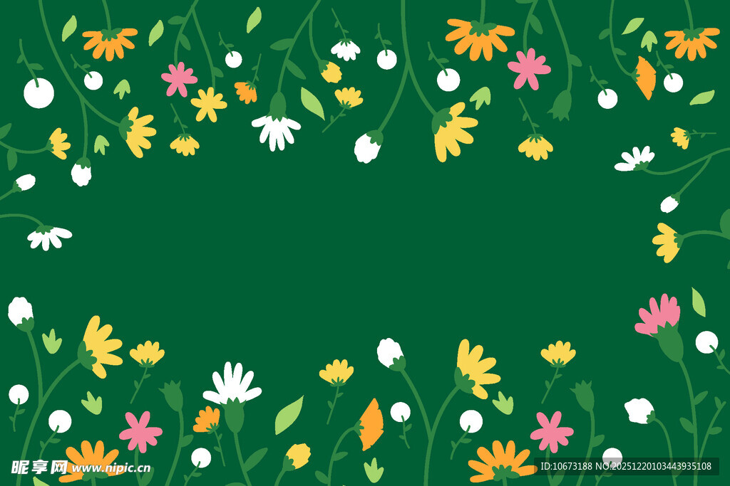 绿色花卉边框背景图