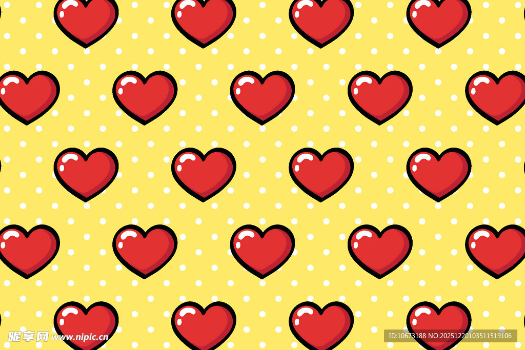 黄色背景红心图案