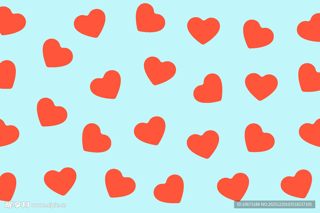 蓝色背景上的红色爱心图案