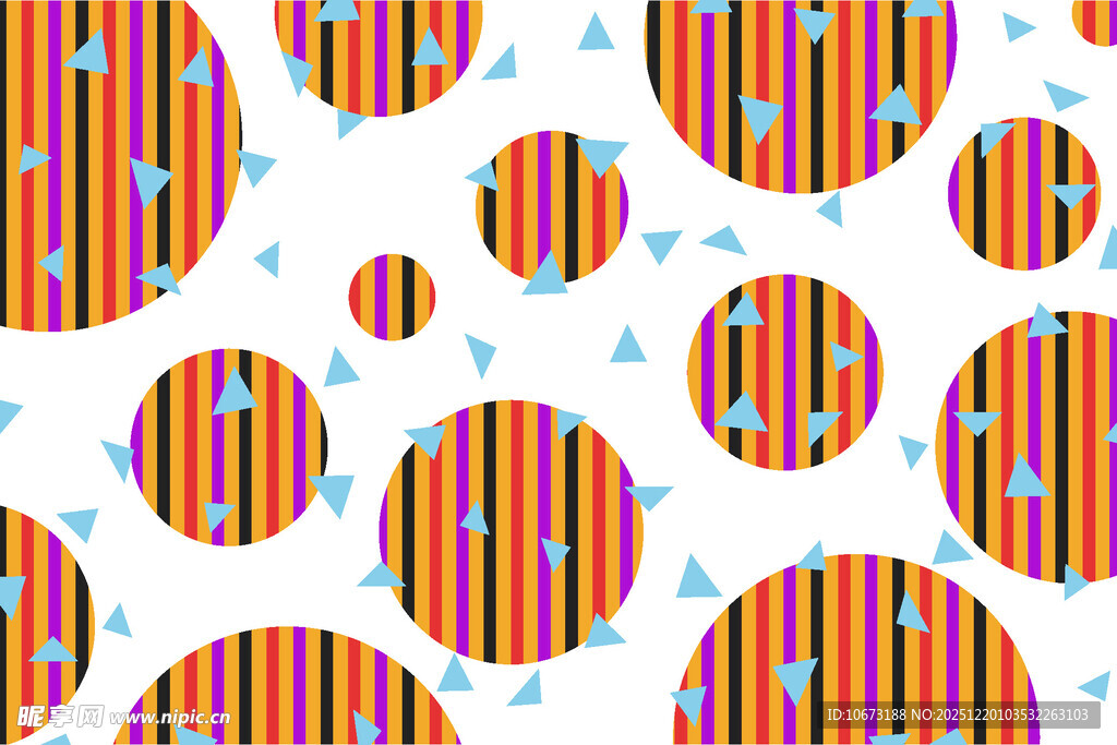 多彩条纹圆圈几何图案