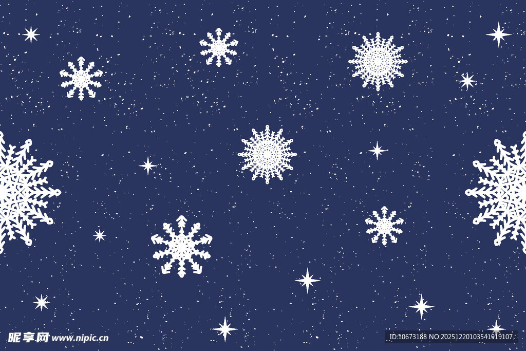 深蓝色背景上的雪花图案