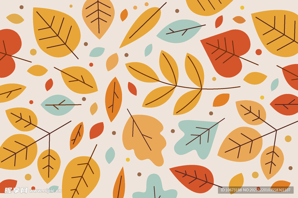 秋季多彩树叶图案背景