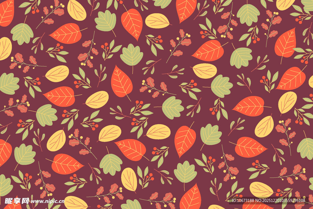 秋季水果树叶图案背景