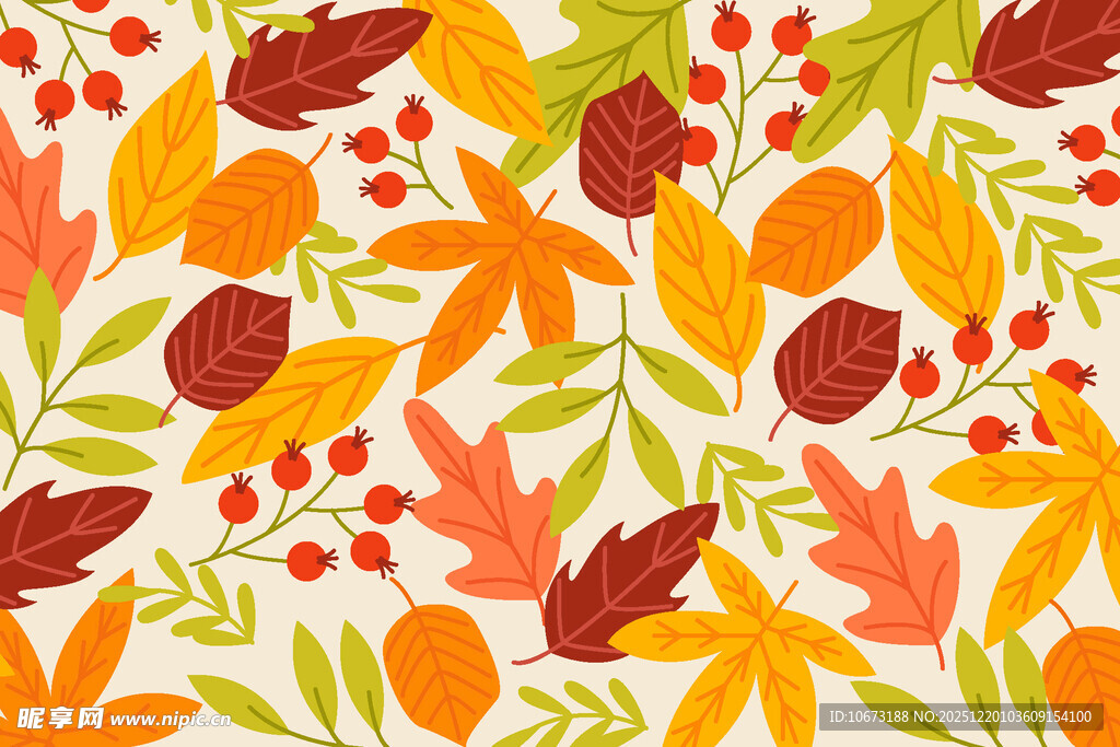 秋季多彩树叶图案背景