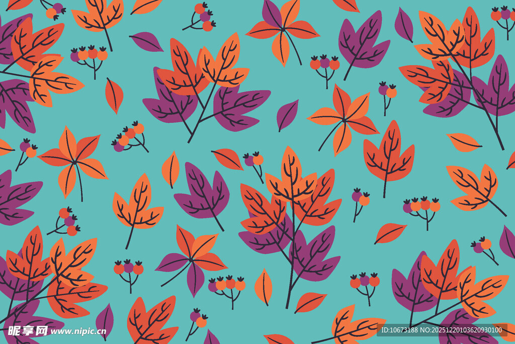 多彩秋叶图案背景