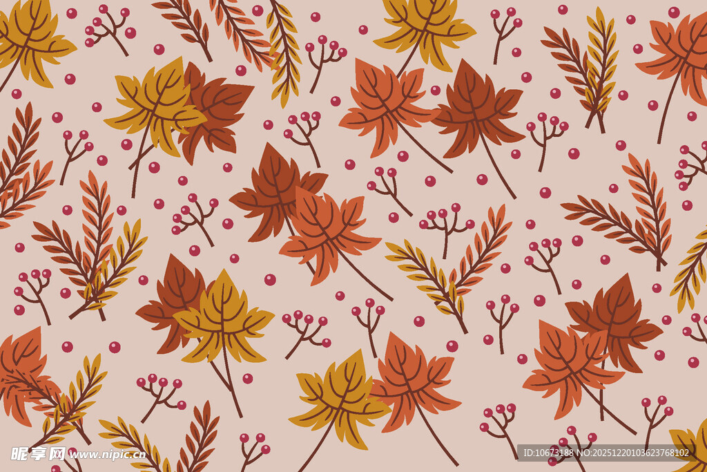 秋季枫叶花卉图案背景