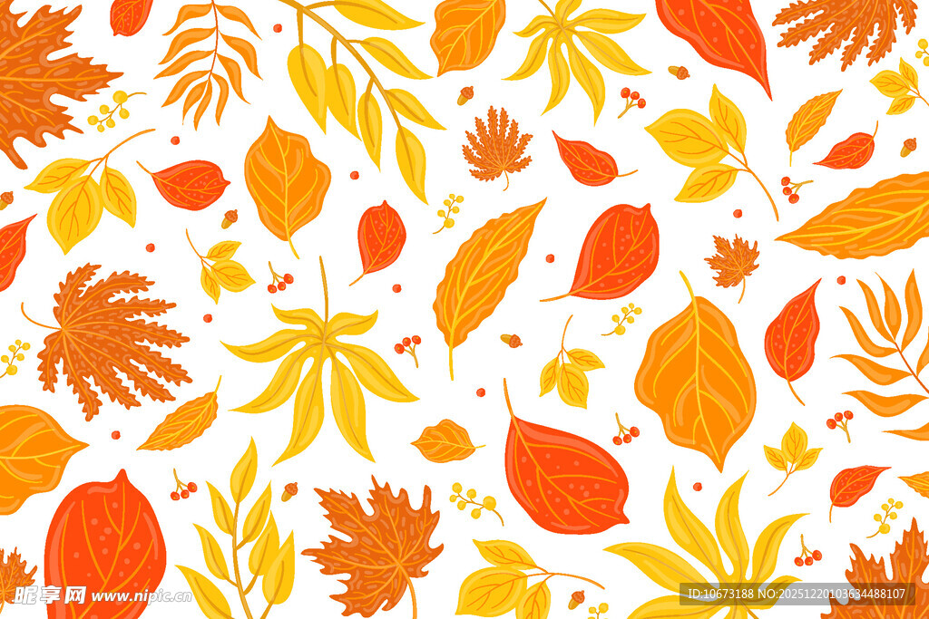 秋季多彩树叶图案背景