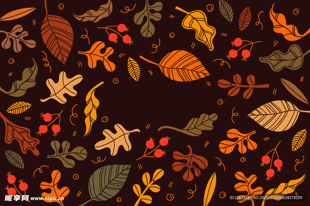 秋季缤纷树叶装饰背景图