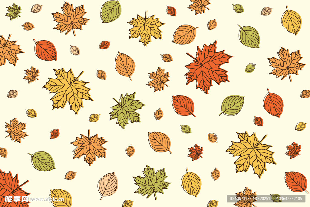 秋季落叶无缝背景图案