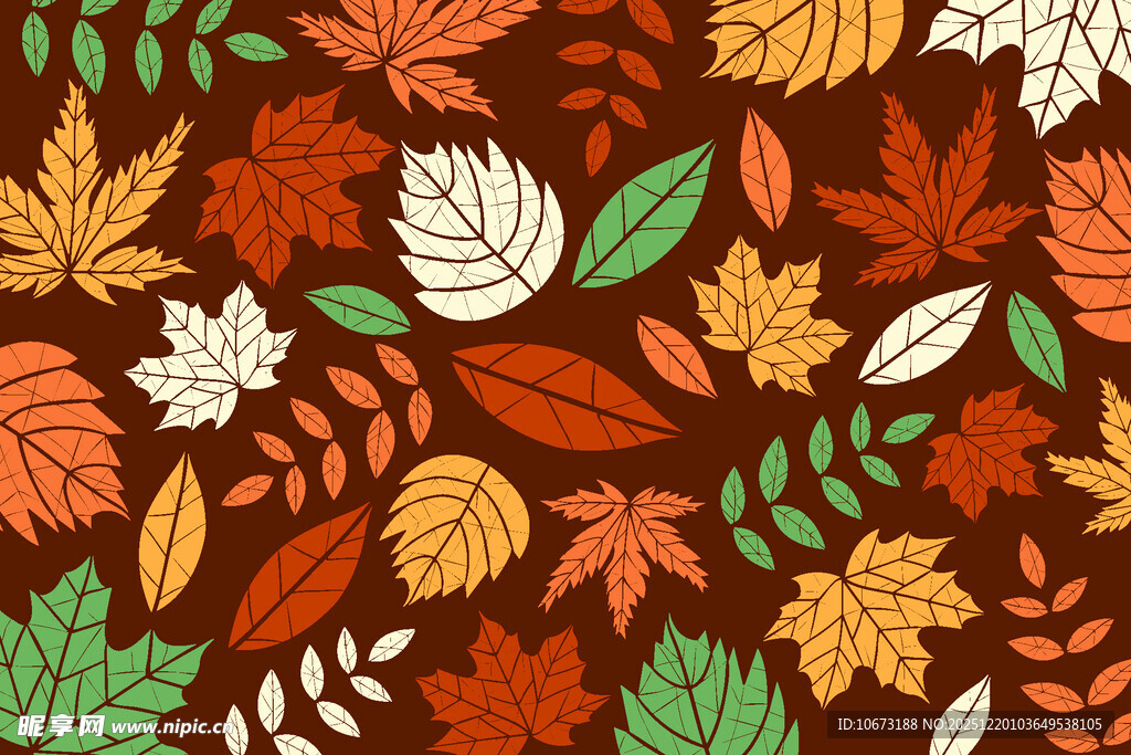 秋季多彩树叶图案背景