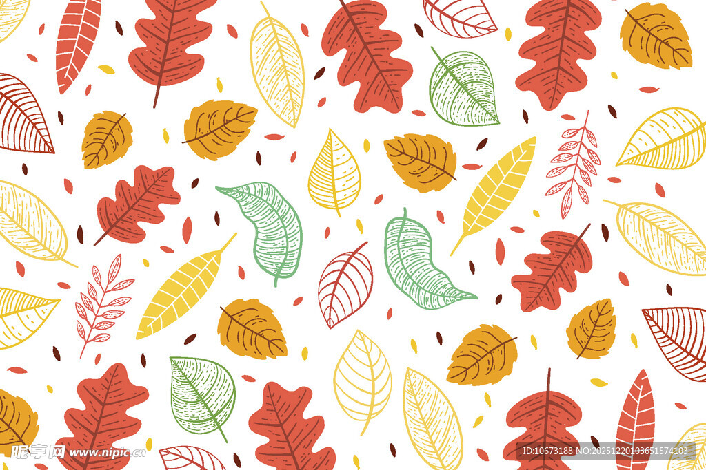 秋季多彩树叶图案背景