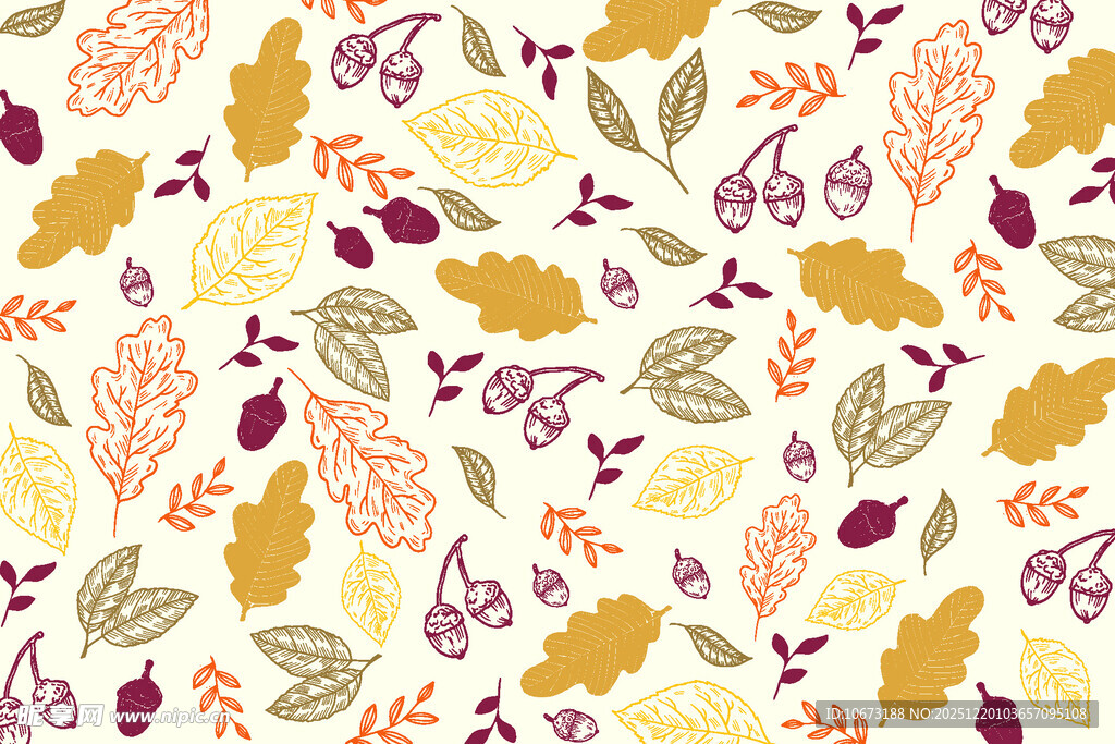 秋季植物图案无缝花纹