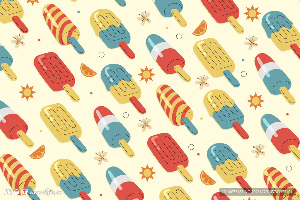 夏日缤纷冰淇淋图案背景