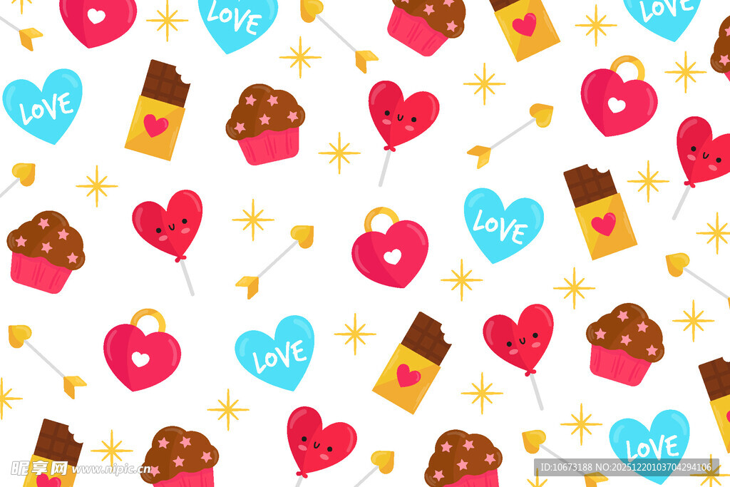 甜蜜爱心糖果图案背景