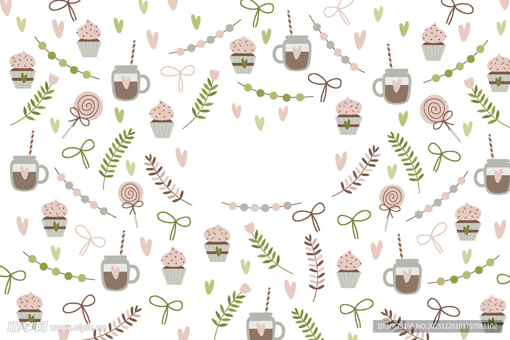 可爱兔子花卉无缝图案