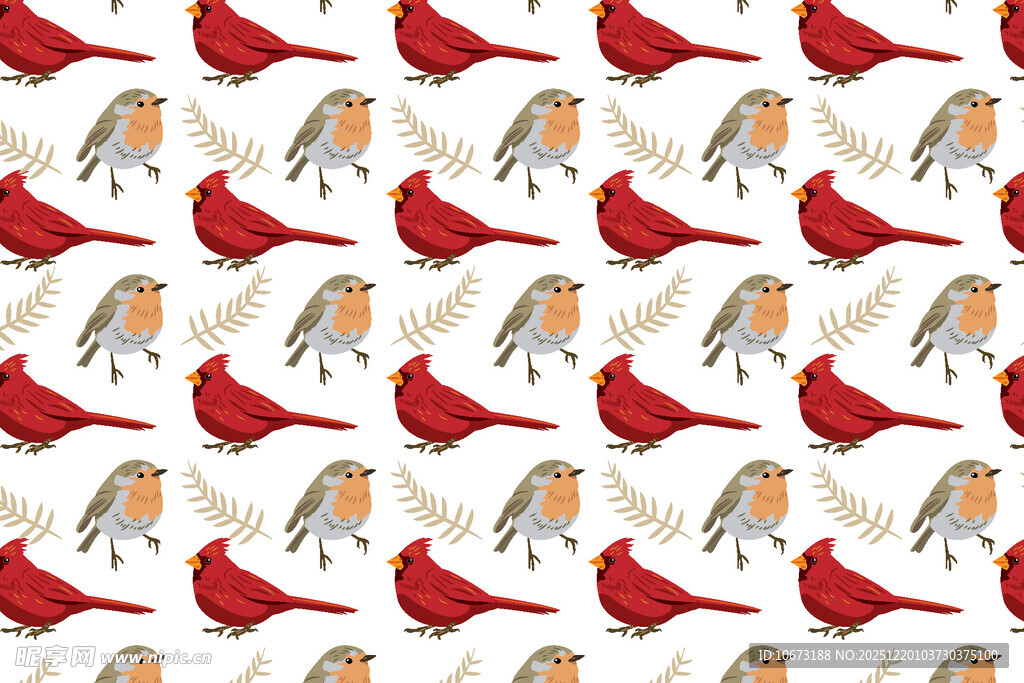 圣诞狗狗图案无缝背景图