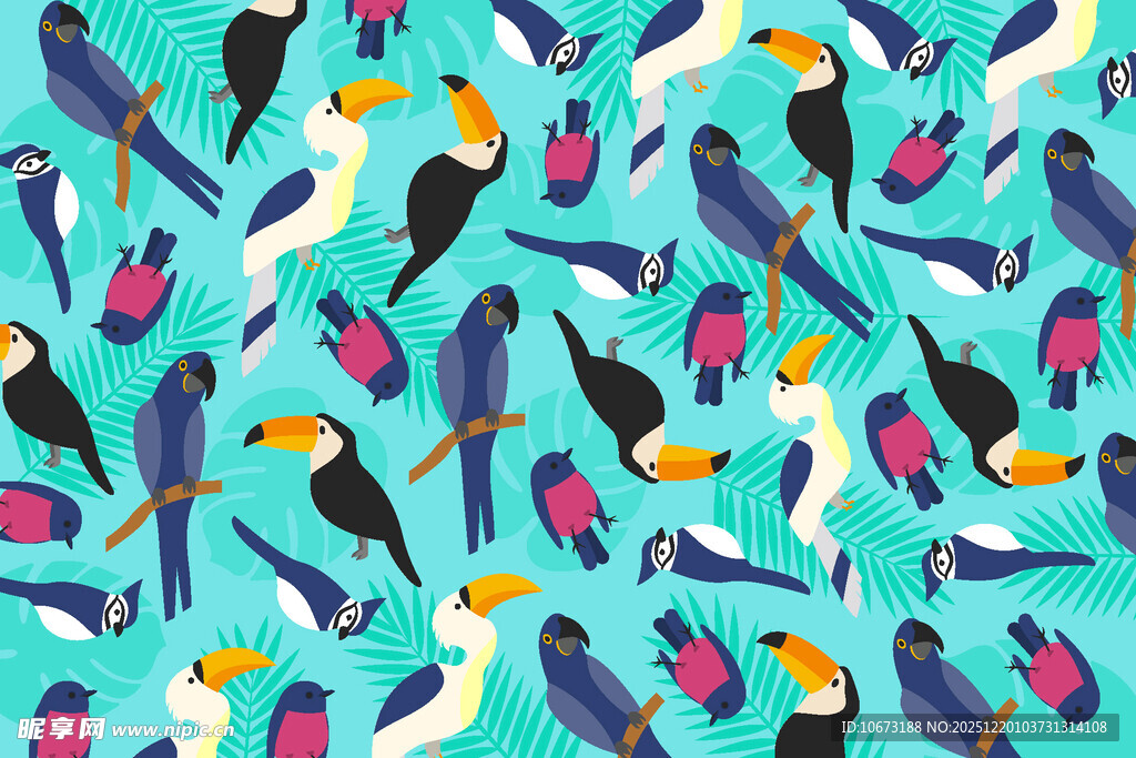 多彩鹦鹉图案背景设计