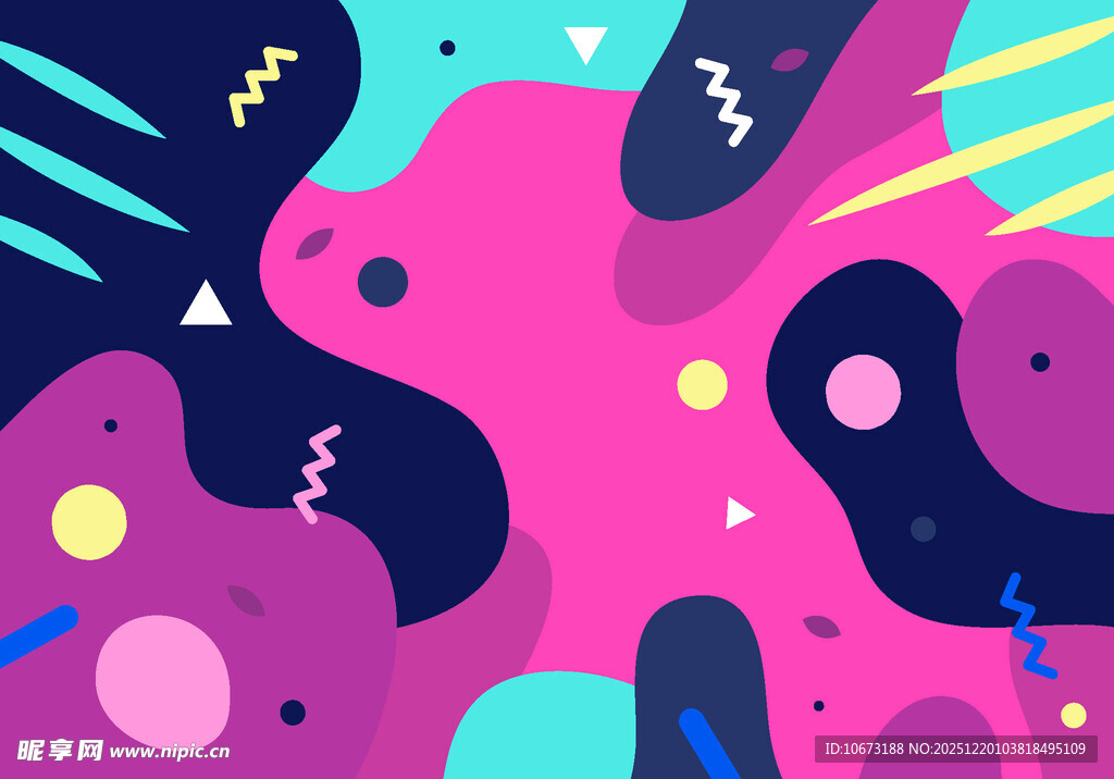 梦幻多彩抽象几何图案背景