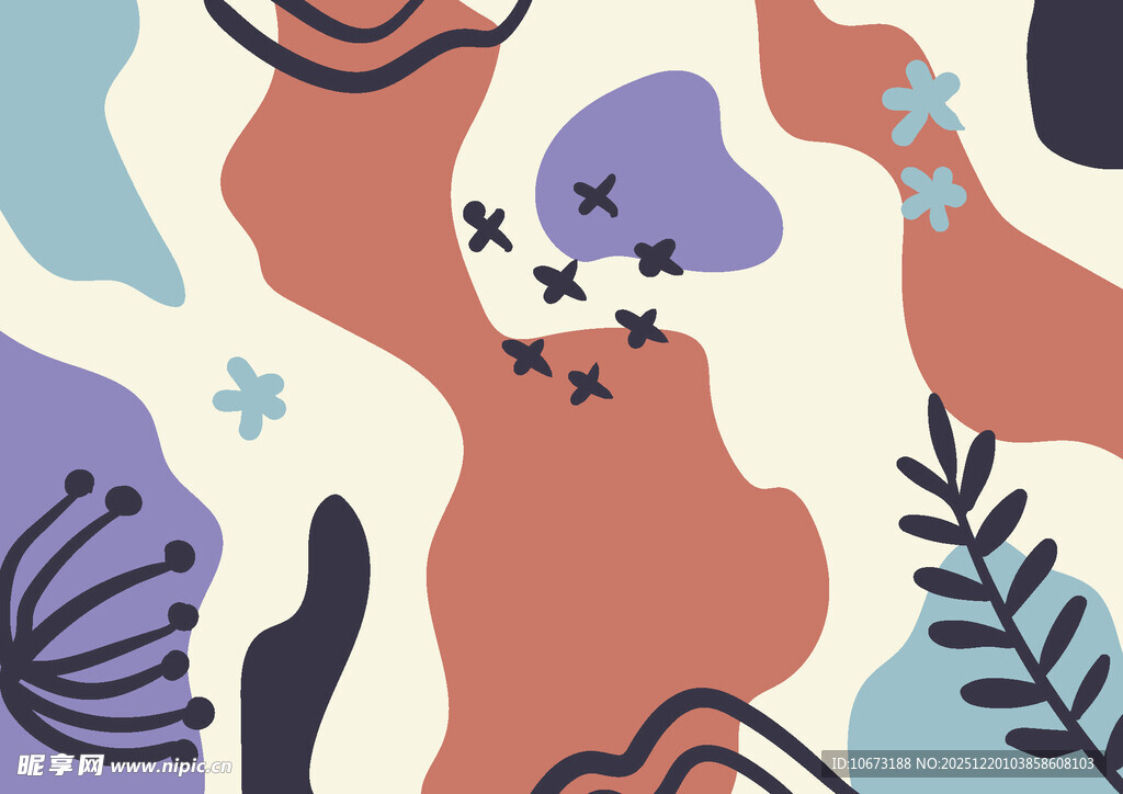 抽象几何植物图案背景