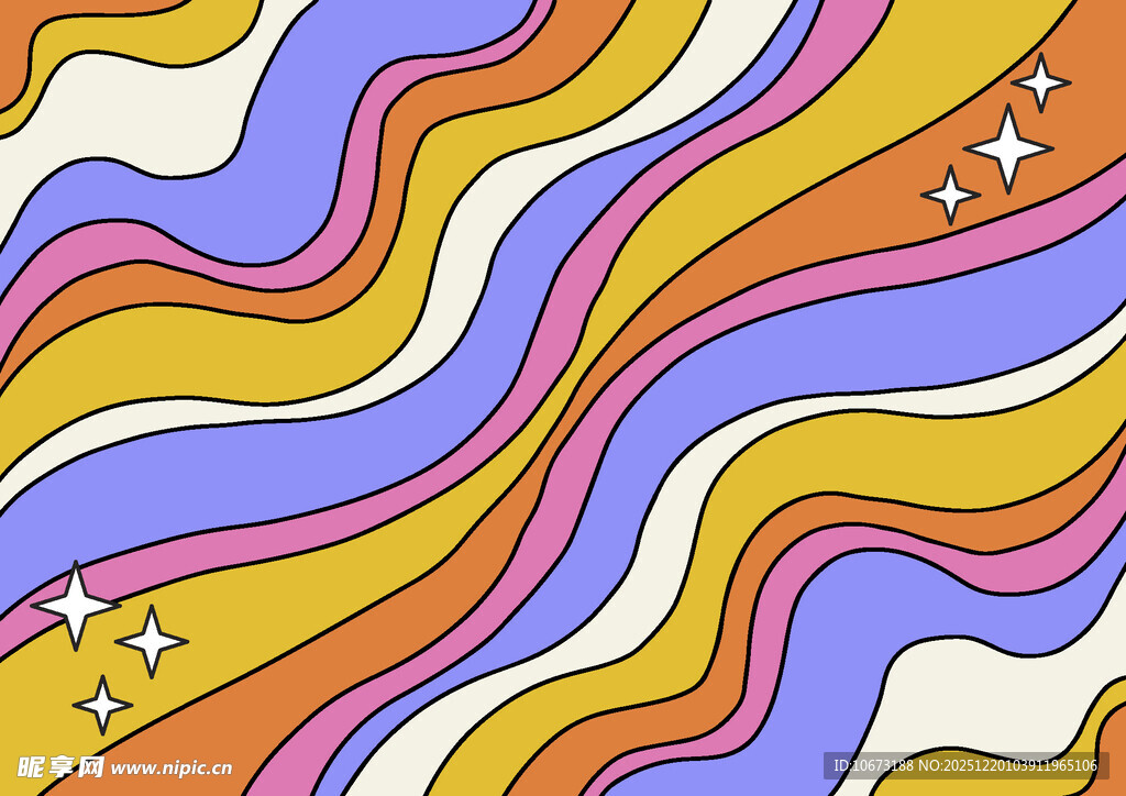 多彩波浪纹抽象图案背景