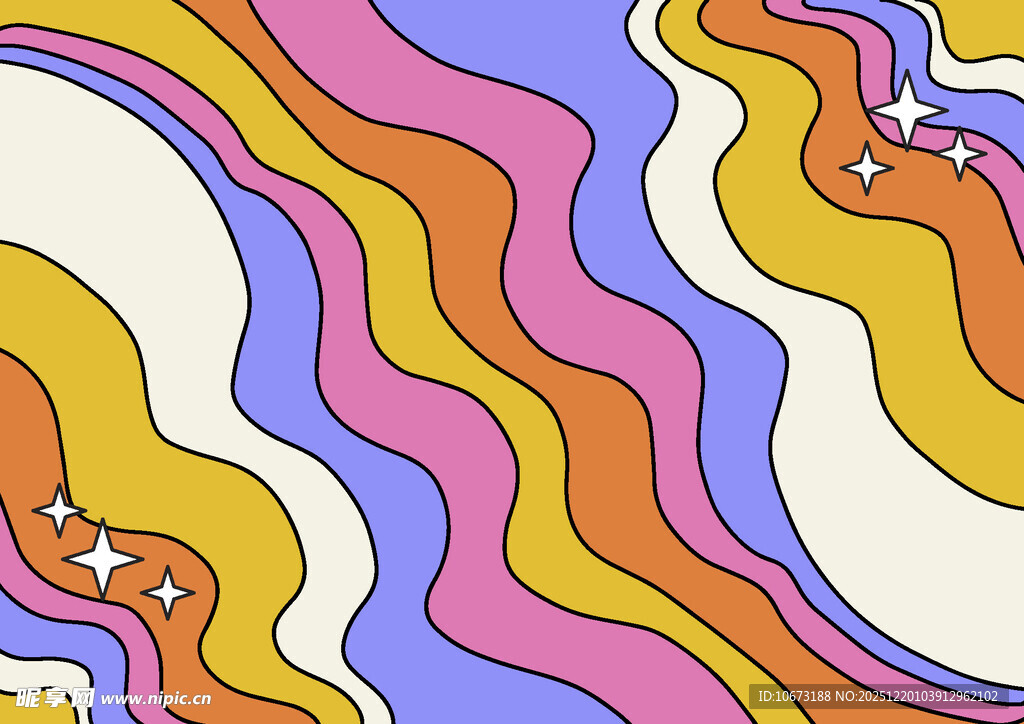 多彩波浪抽象图案背景