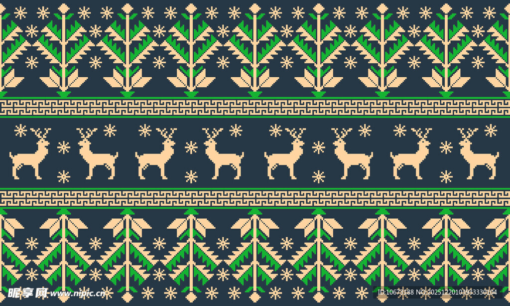 圣诞风驯鹿图案织物纹理