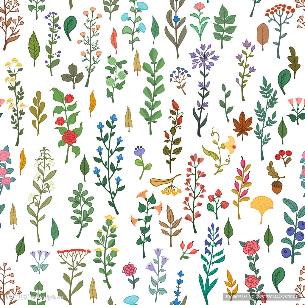 多彩手绘花卉图案背景