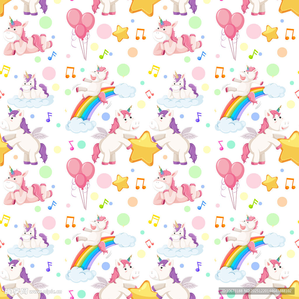 可爱卡通动物彩虹图案