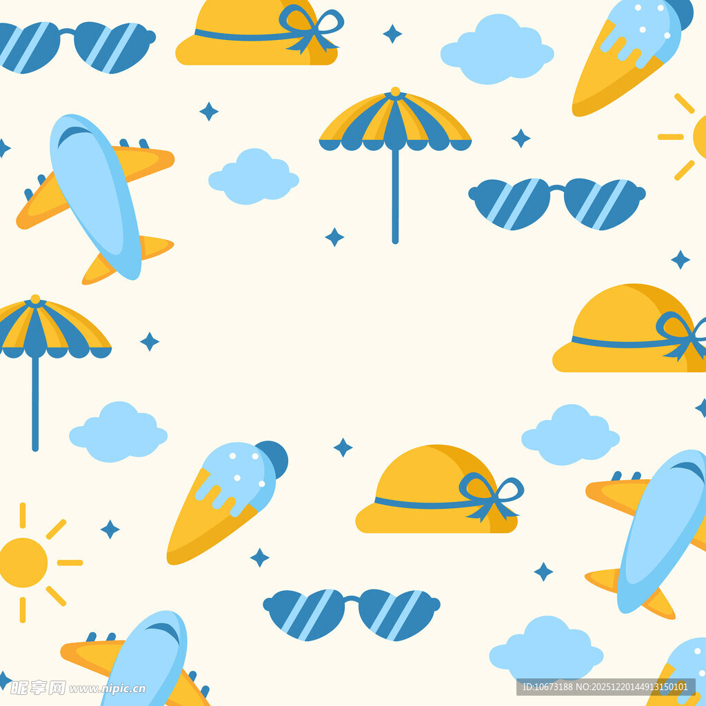 夏日旅行元素无缝图案