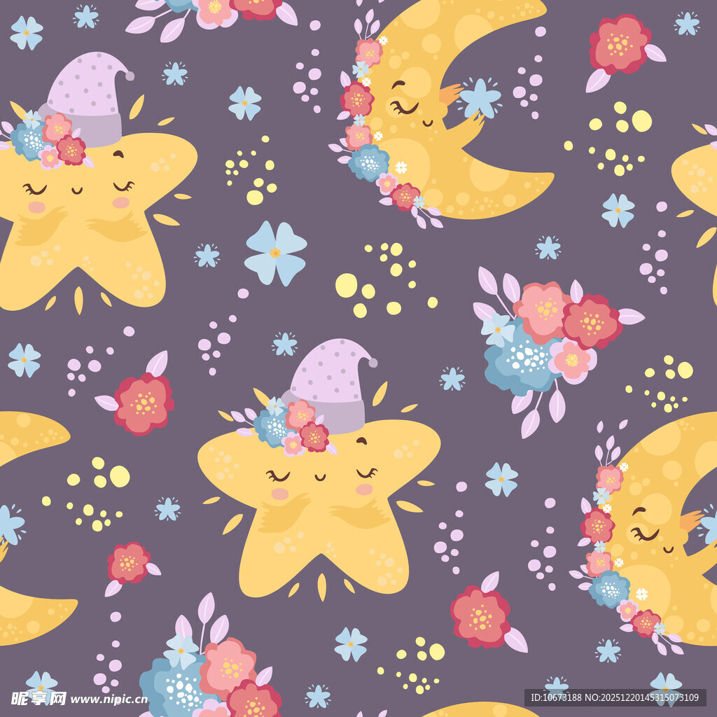 梦幻星月卡通图案背景