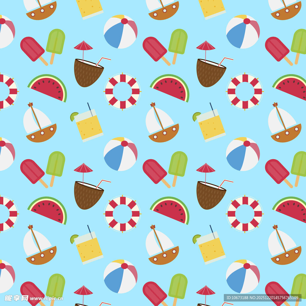 夏日海洋风卡通图案背景