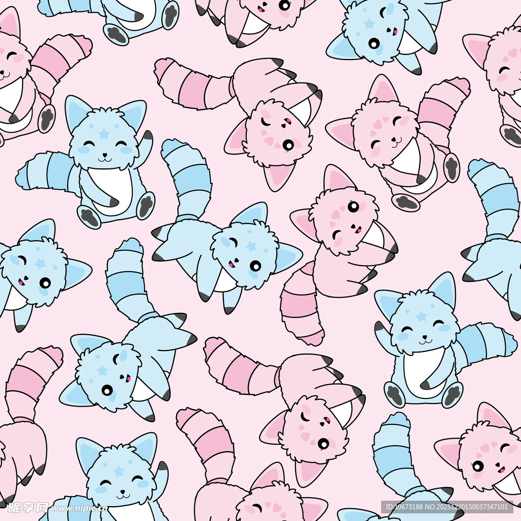 可爱浣熊卡通图案背景