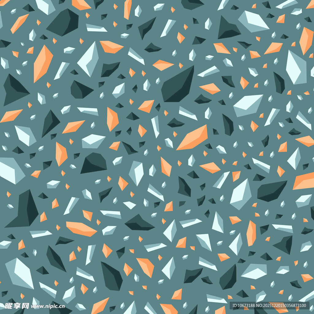 蓝底橙灰碎石纹理图案