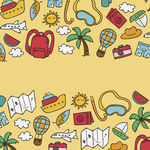 夏日旅行元素插画图案