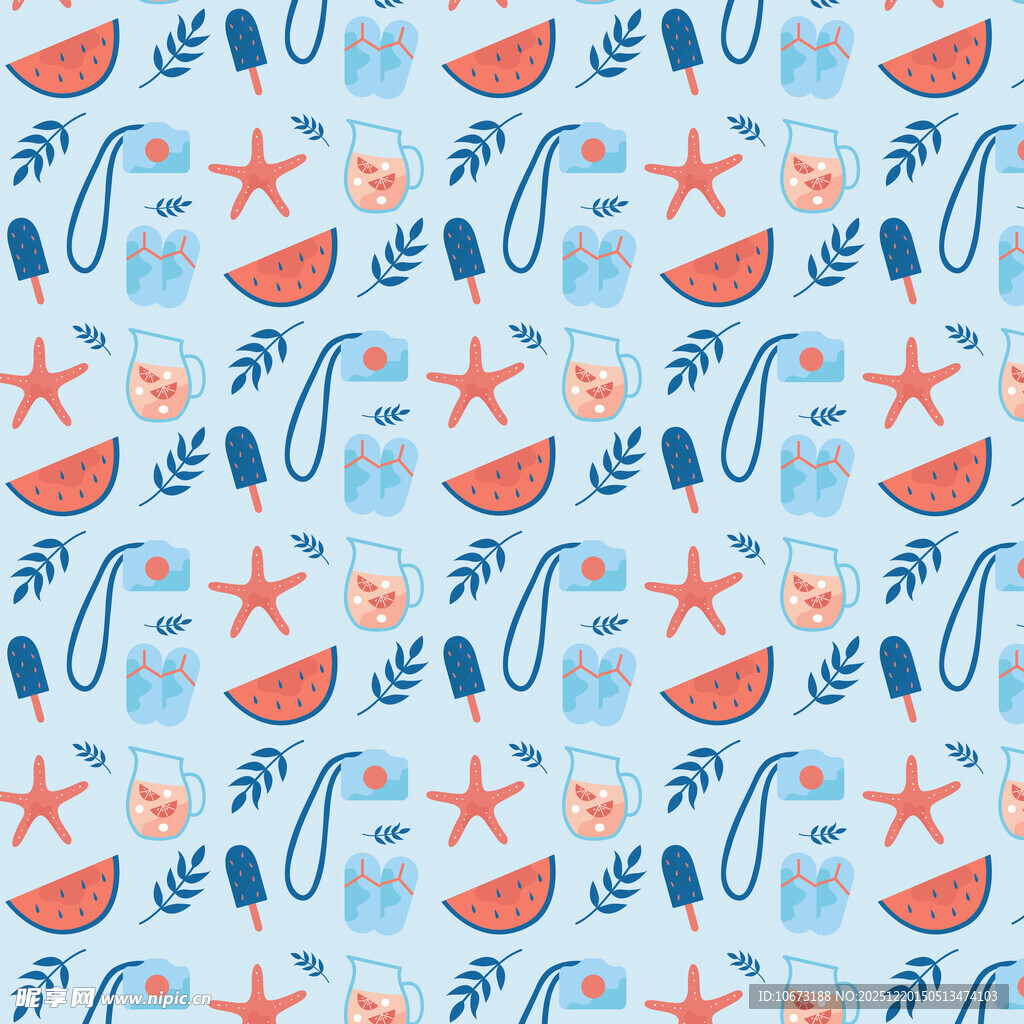 海洋元素夏日清新图案