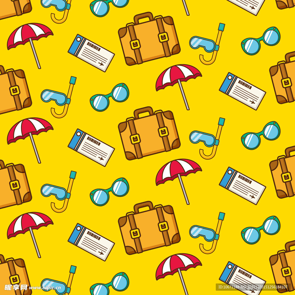 夏日旅行元素无缝图案