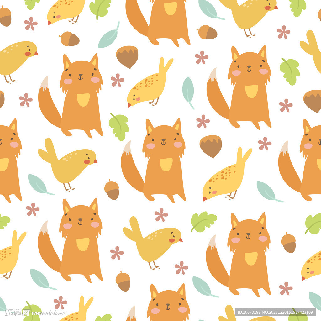 可爱猫咪与松鼠图案背景