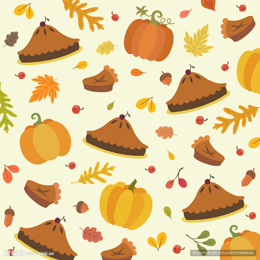 秋季南瓜派与落叶图案